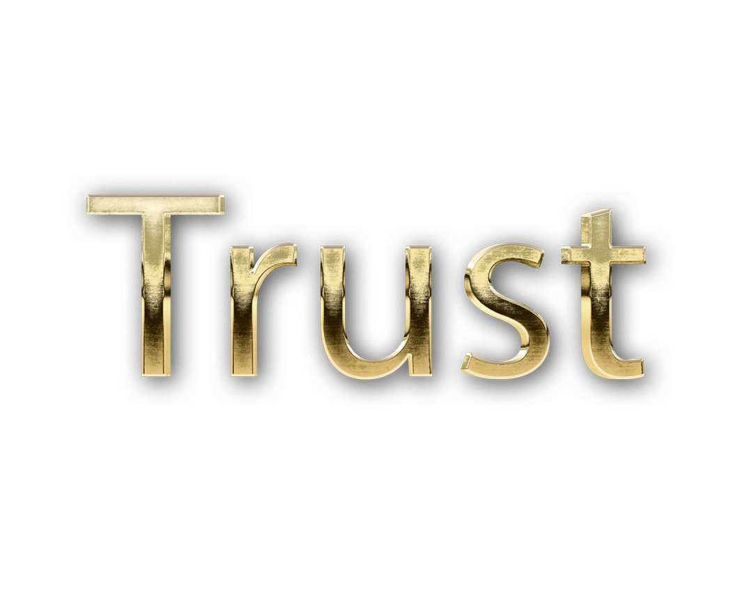 3D WORD TRUST gold text effects art typography PNG images free
